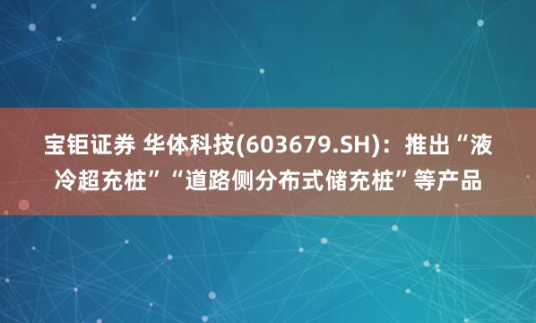 宝钜证券 华体科技(603679.SH)：推出“液冷超充桩”“道路侧分布式储充桩”等产品